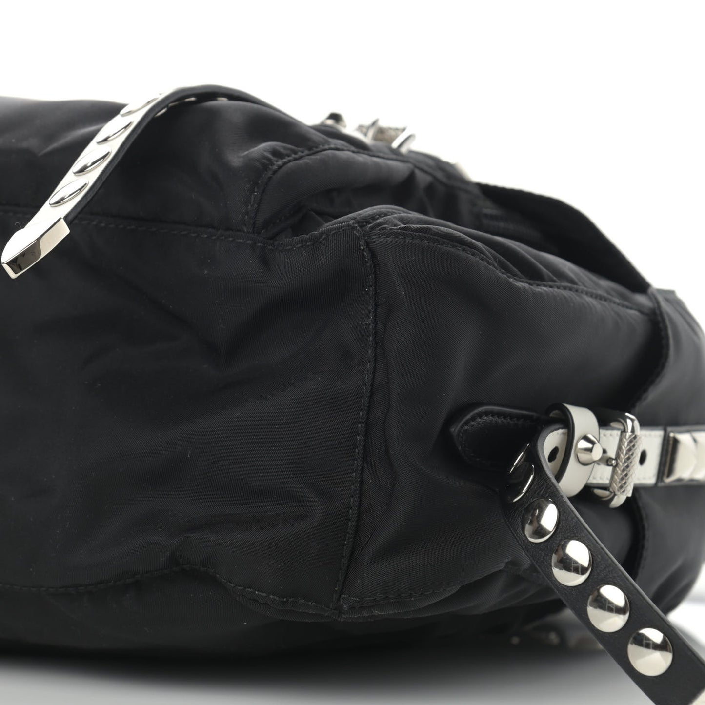 Nylon New Vela Studded Messenger Black White