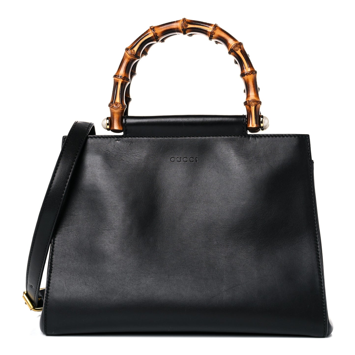 Nappa Bamboo Small Nymphaea Top Handle Bag Black