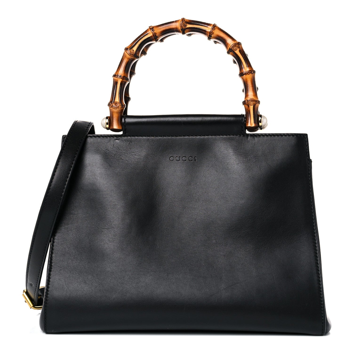Gucci Nappa Bamboo Small Nymphaea Top Handle Bag Black 1 of 20
