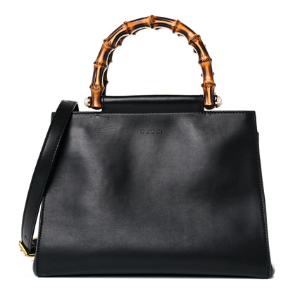 Gucci Nappa Bamboo Small Nymphaea Top Handle Bag Black 1 of 20