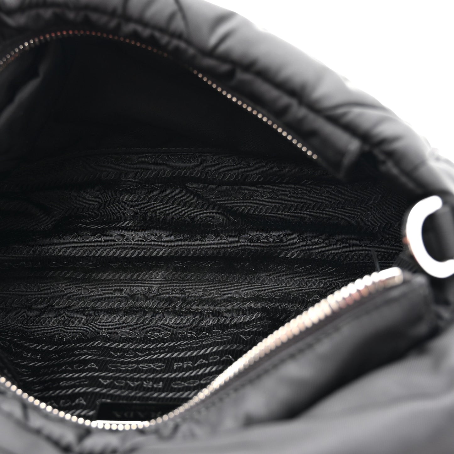 Re-Nylon Quilted Padded Flap Shoulder Bag Black