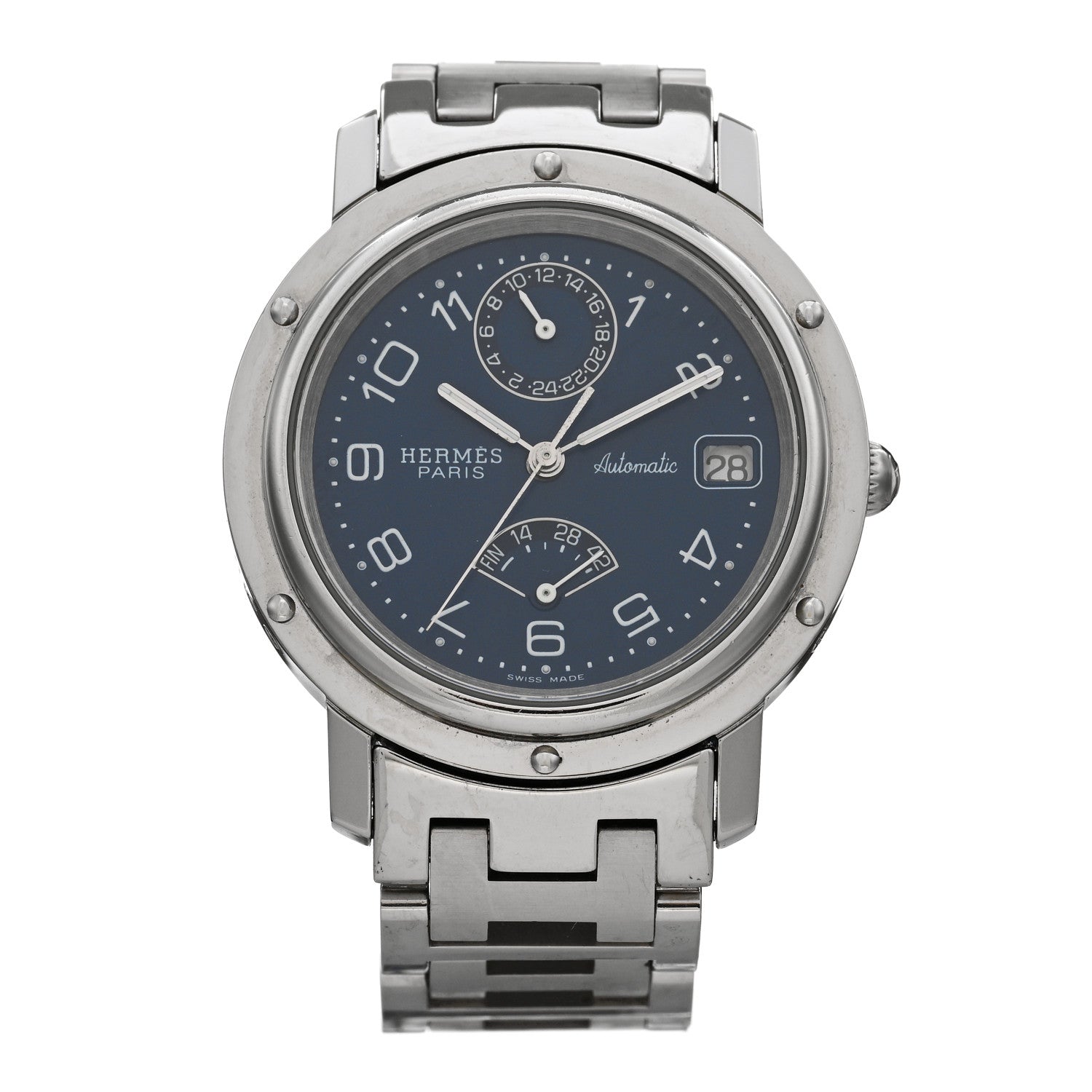 Hermes Stainless Steel 36mm Clipper Automatic Watch Blue 1 of 4