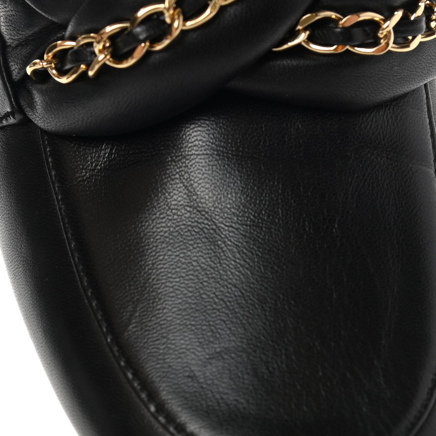 Lambskin CC Braided Chain Loafers 37.5 Black