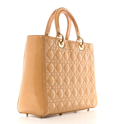 Christian Dior Patent Cannage Large Lady Dior Beige 2 of 10