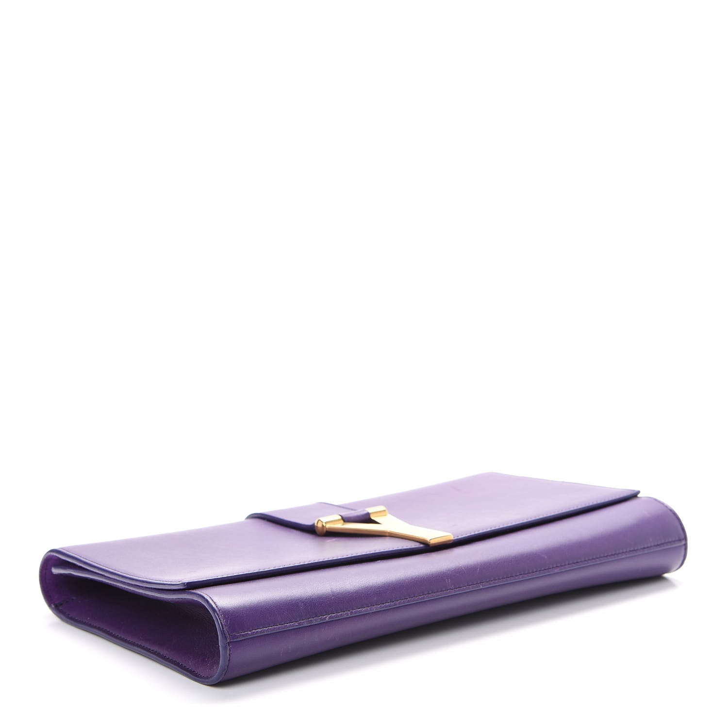 Saint Laurent Textured Calfskin Classic Y Ligne Clutch Purple 3 of 14