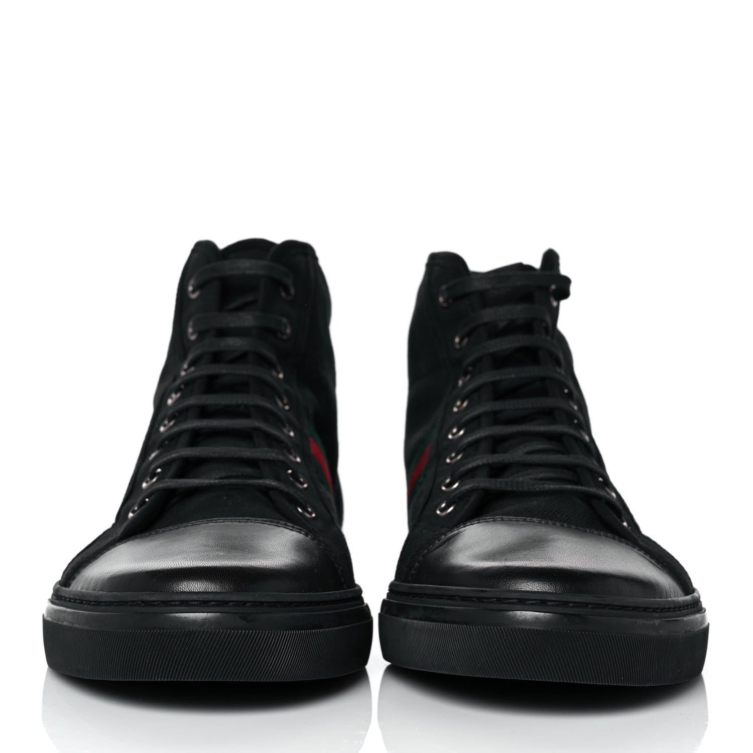 Gucci Canvas Web Monogram Mens High Top Sneakers 10 Black 2 of 6