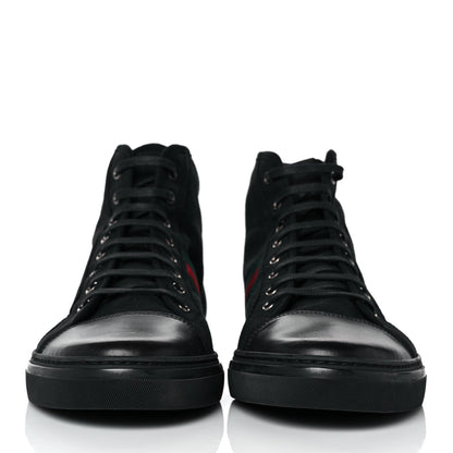Gucci Canvas Web Monogram Mens High Top Sneakers 10 Black 2 of 6