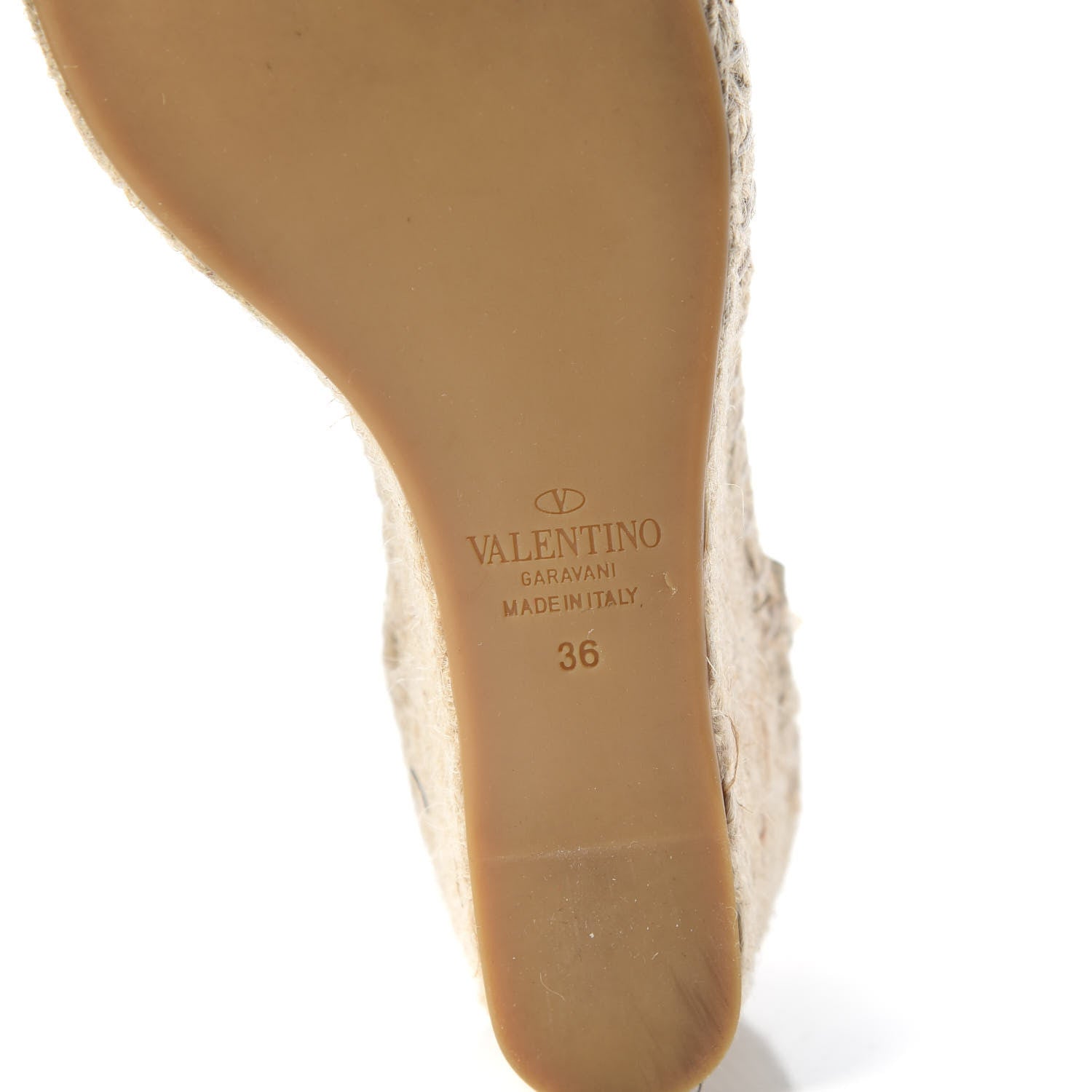 Valentino Garavani Grained Calfskin Rockstud Ankle Wrap Espadrille 15/85mm Wedges 36 Light Ivory 9 of 10