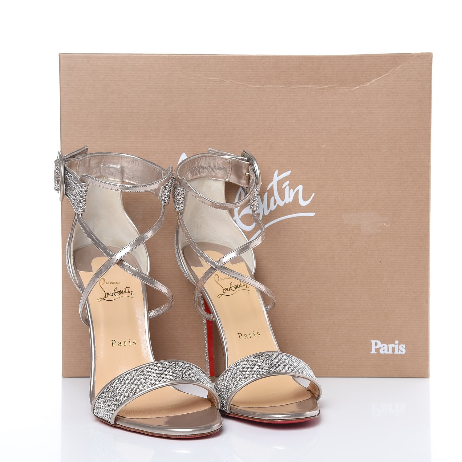 Christian Louboutin Glitter Mesh Choca 100 Sandals 40.5 Colombe 9 of 9