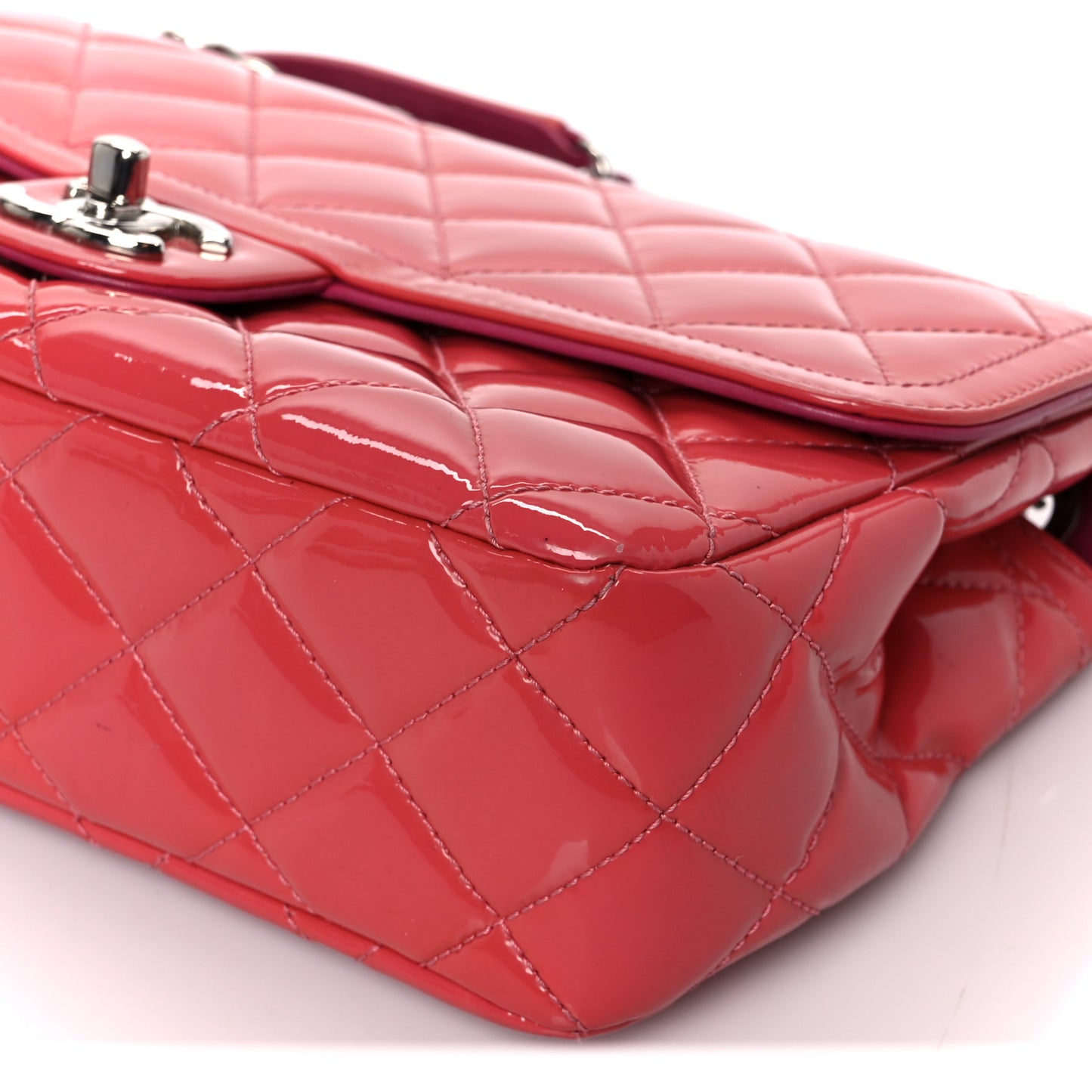 Patent Quilted Large Coco Shine Flap Pink