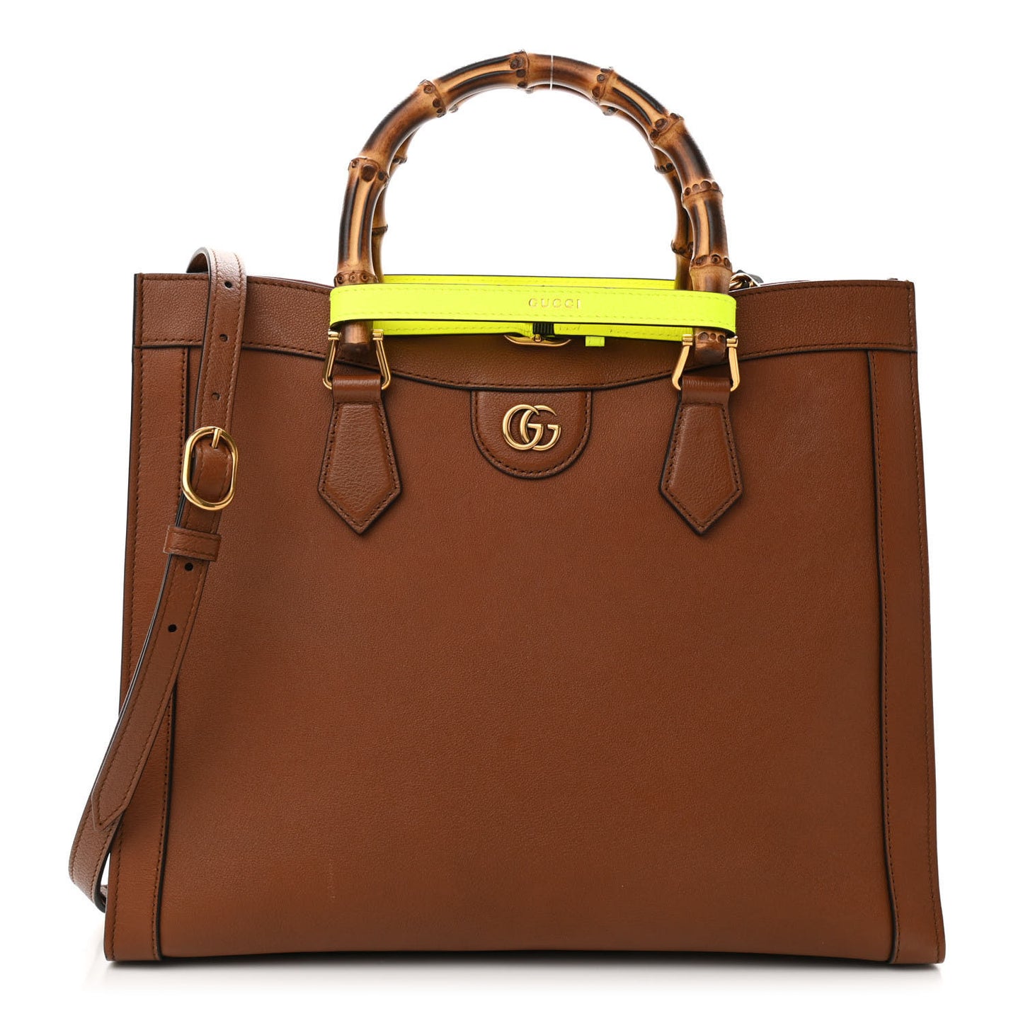 Wonka Grain Calfskin Medium Diana Tote Bag Cuir Yellow Fluo