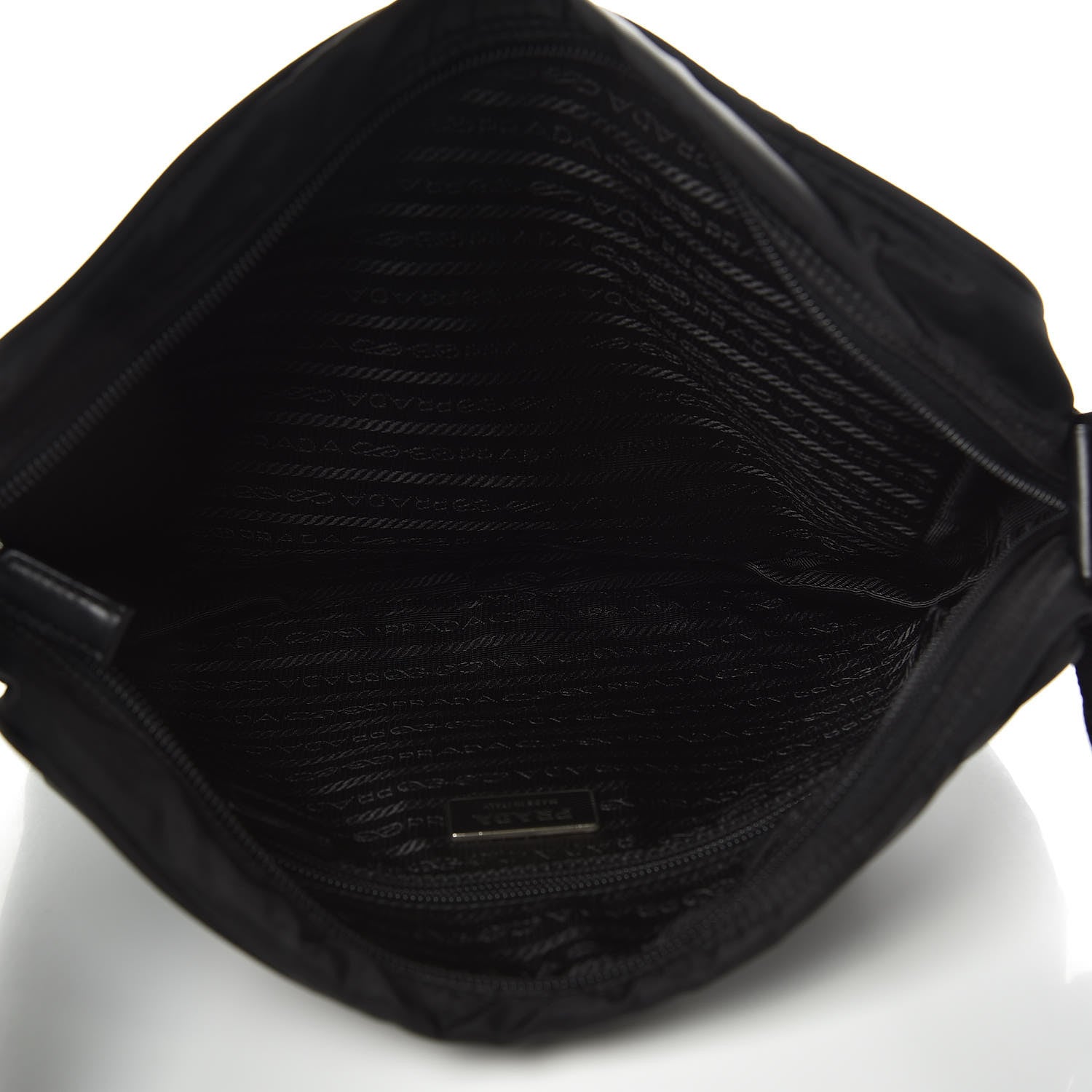 Prada Nylon Flat Messenger Bag Black 5 of 9