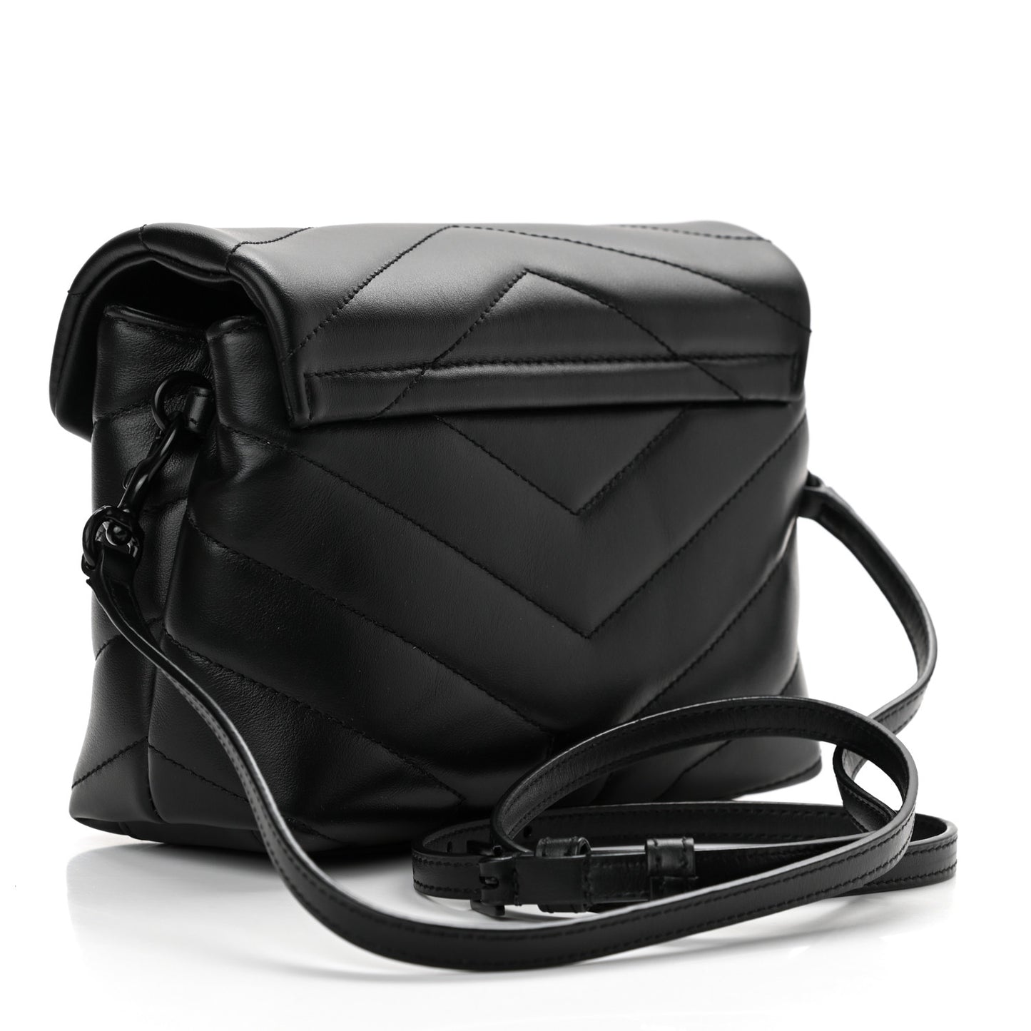 Calfskin Y Quilted Monogram Toy Loulou Crossbody Bag Black