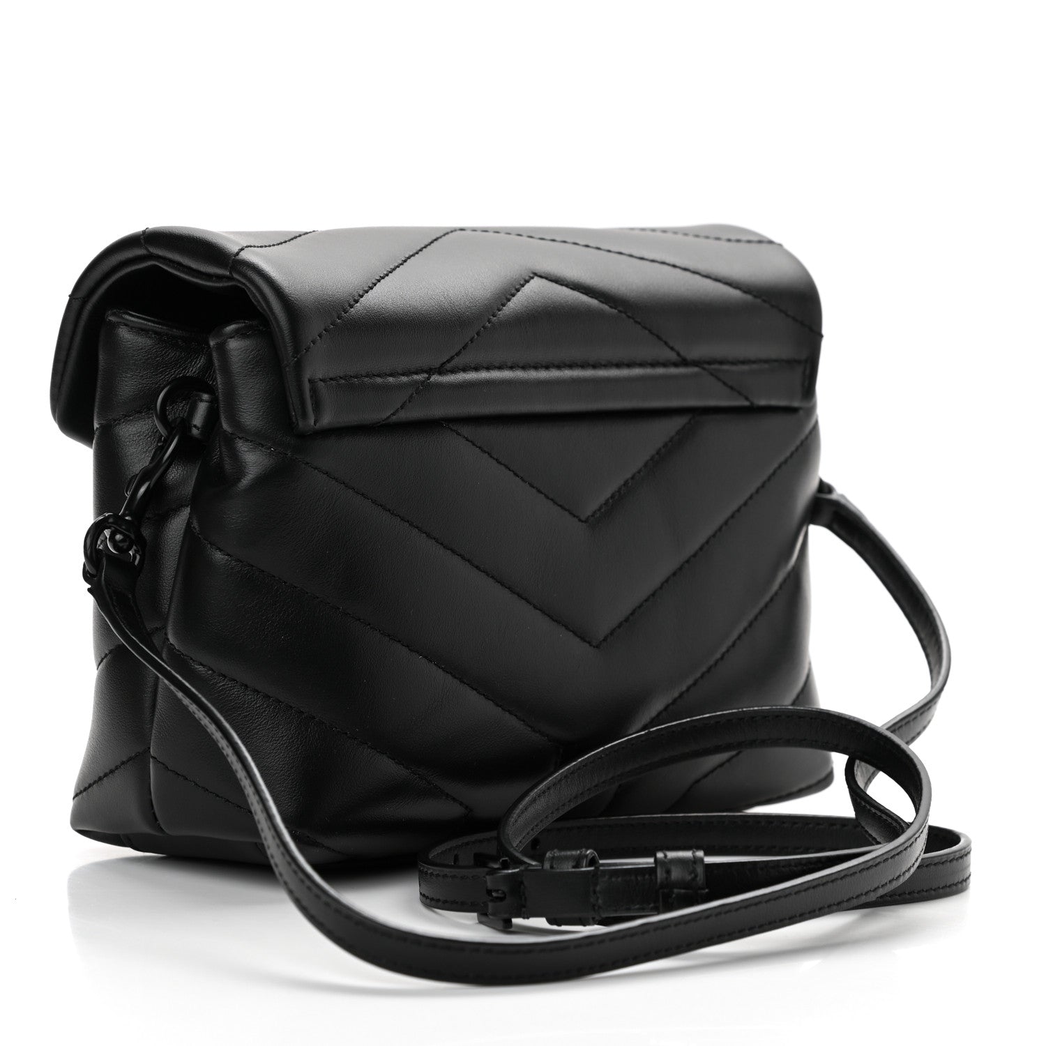 Saint Laurent Calfskin Y Quilted Monogram Toy Loulou Crossbody Bag Black 3 of 13