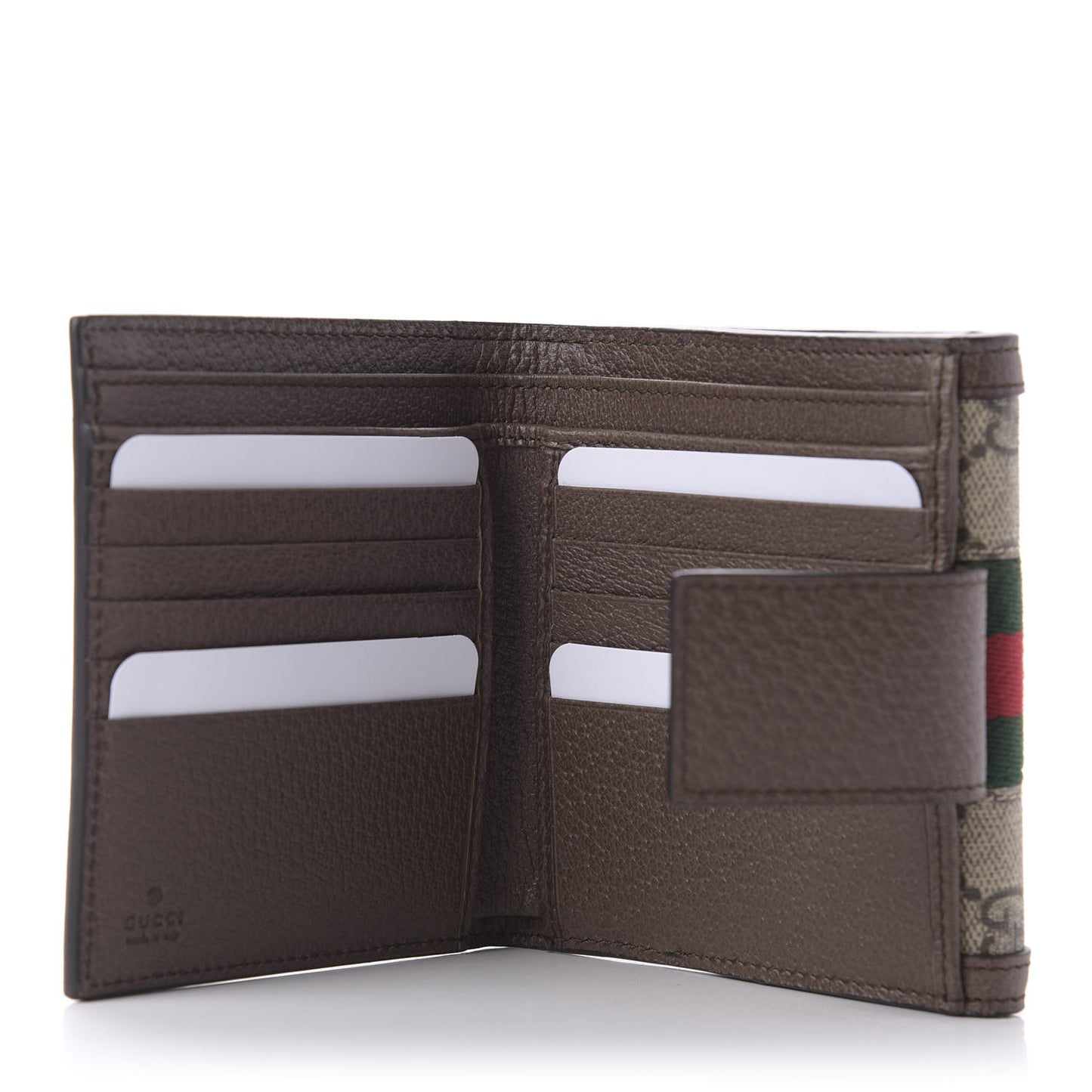 GG Supreme Monogram Web Ophidia French Flap Wallet Beige New Acero