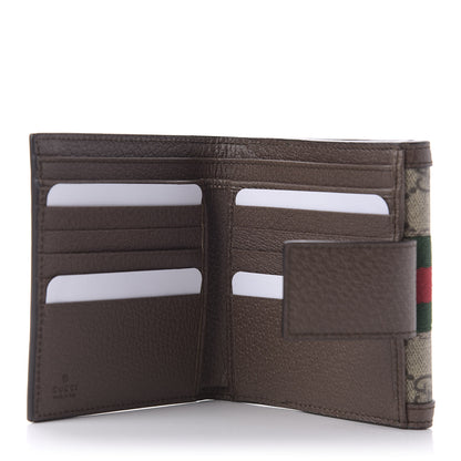 Gucci GG Supreme Monogram Web Ophidia French Flap Wallet Beige New Acero 5 of 10