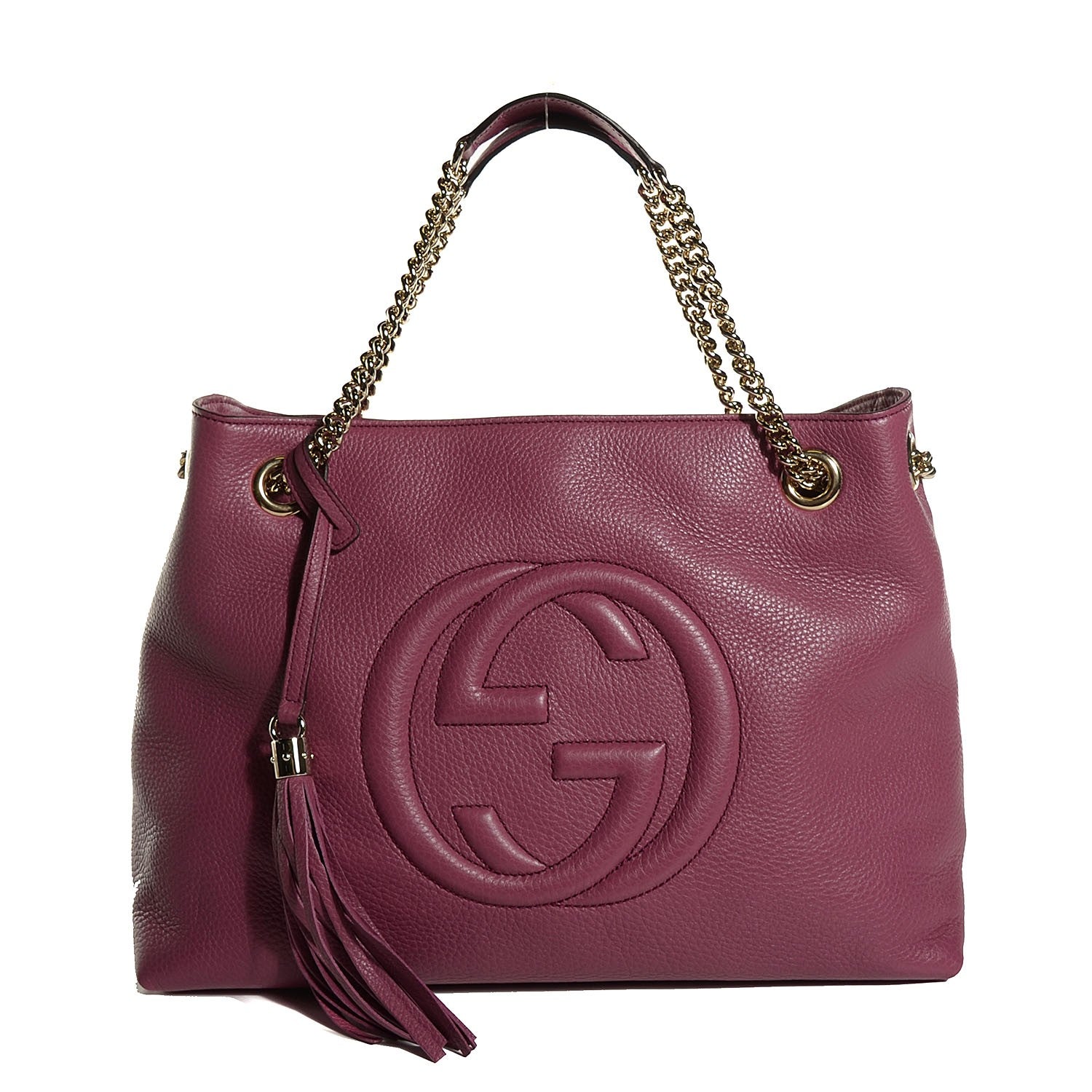 Gucci Pebbled Calfskin Medium Soho Chain Shoulder Bag Peonia Flower 1 of 7