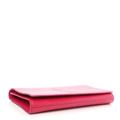 Saint Laurent Calfskin Monogram Large Belle De Jour Clutch Lipstick Fuchsia 5 of 7