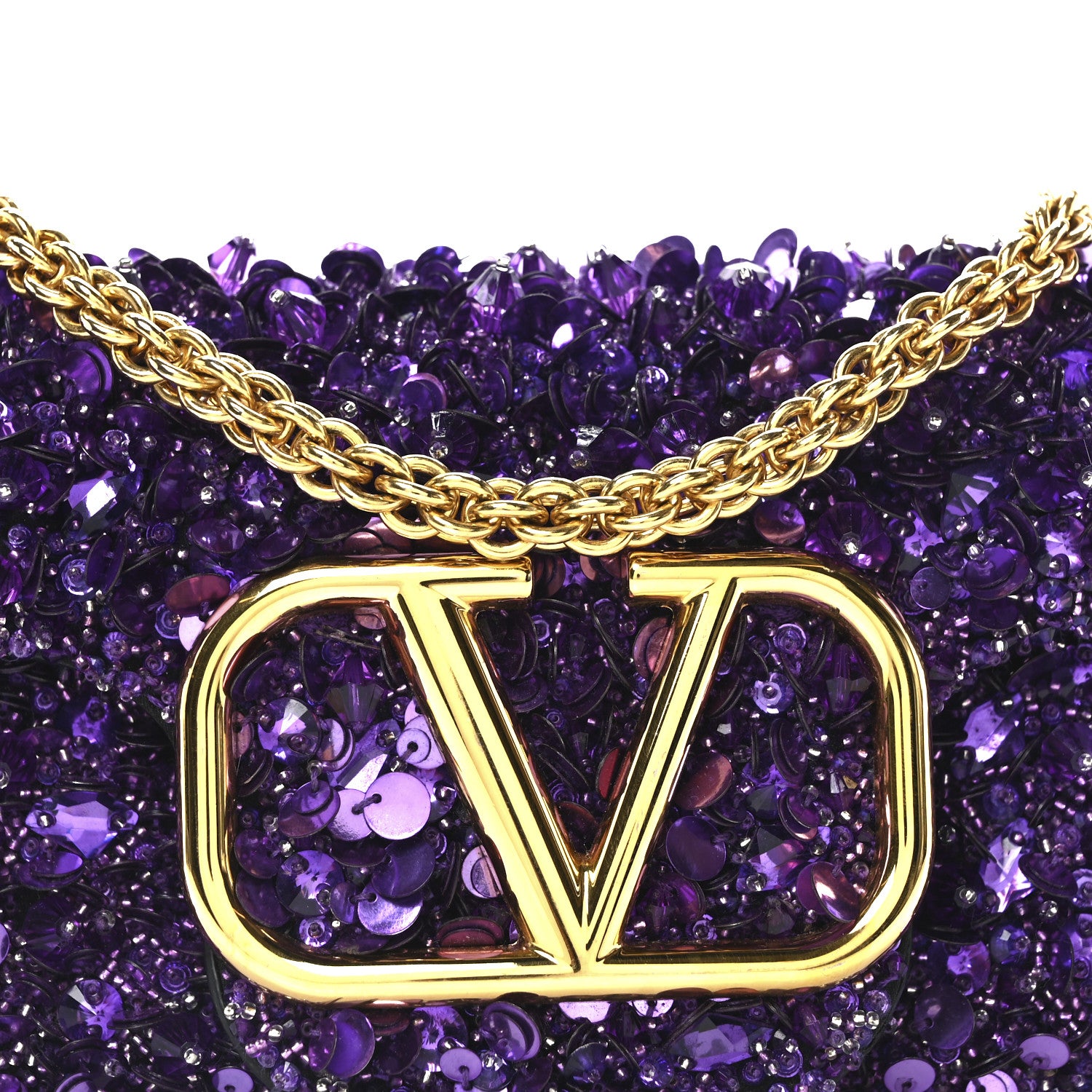 Valentino Garavani Sequin Crystal Vlogo Embroidered Small Loco Shoulder Bag Astral Purple 7 of 9
