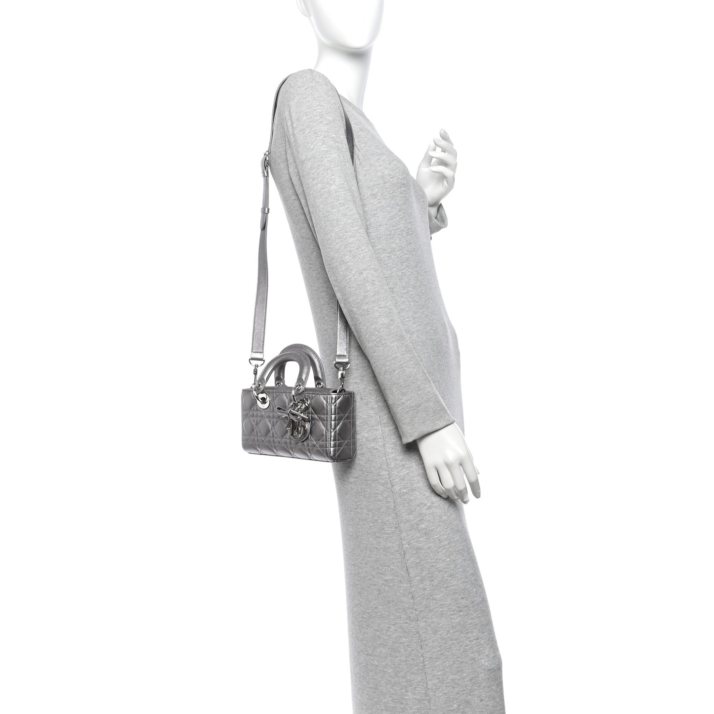 Metallic Lambskin Cannage Small Lady D-Joy