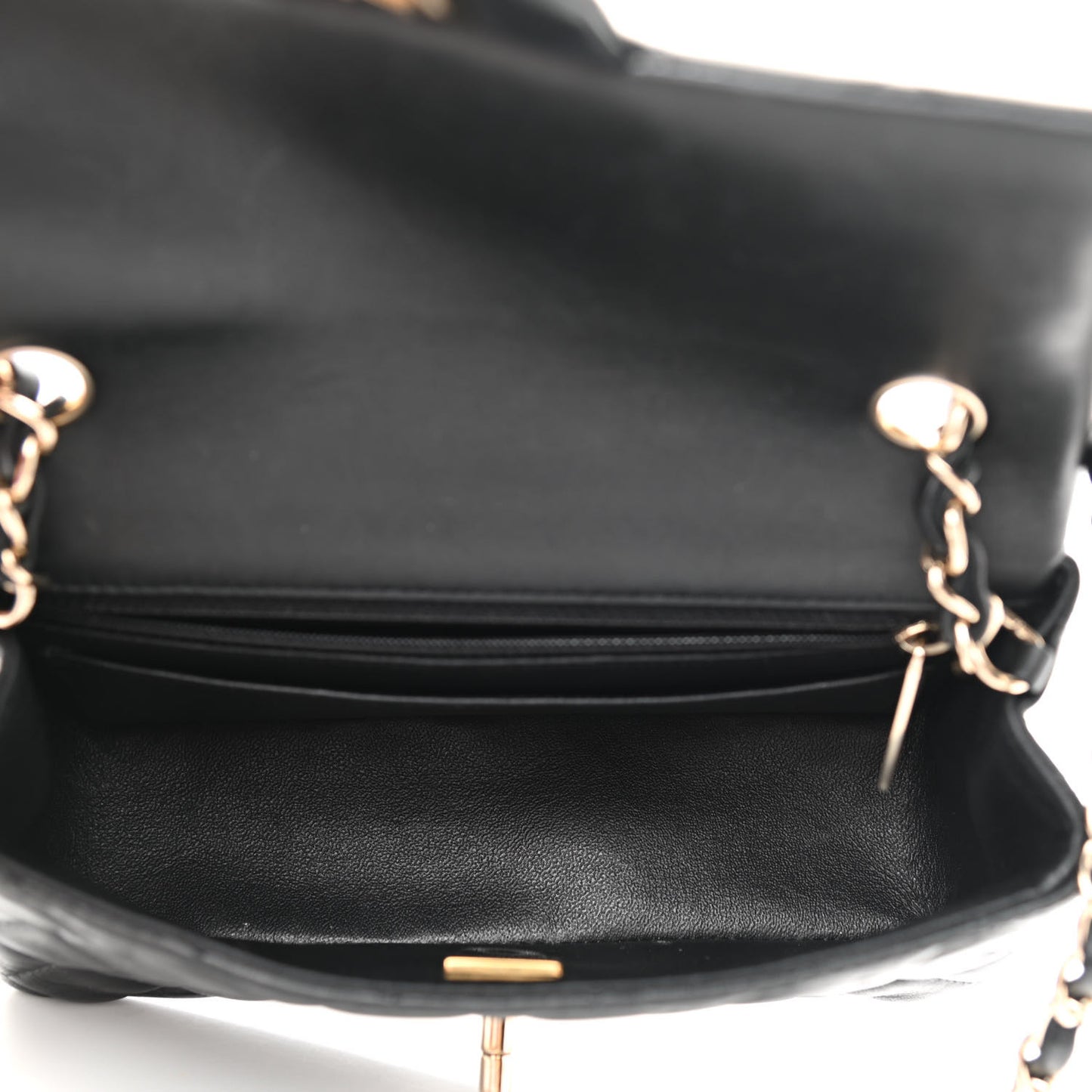 Lambskin Quilted Mini Rectangular Flap Black