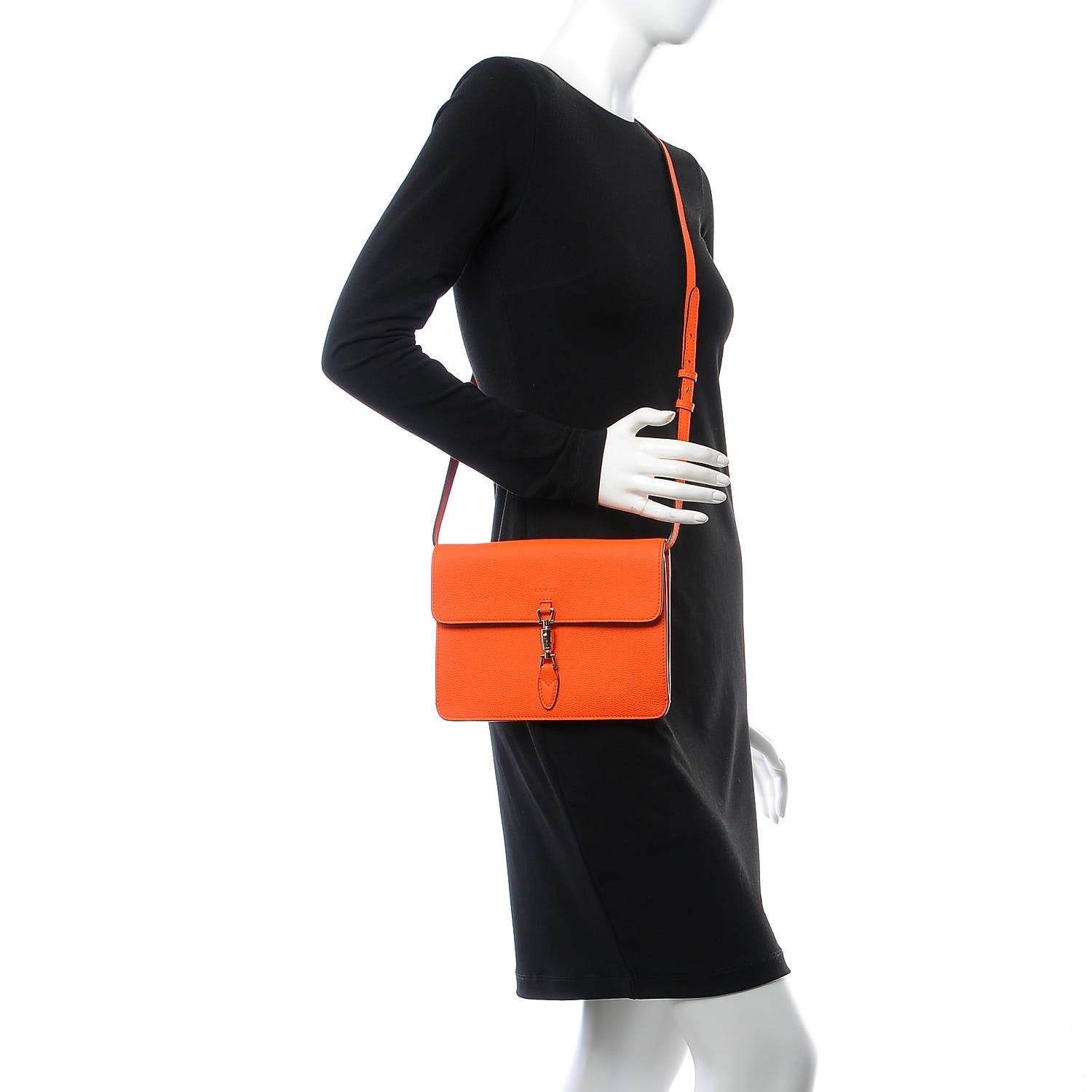 Gucci Grand Prix Calfskin Jackie Convertible Shoulder Bag Orange 2 of 11