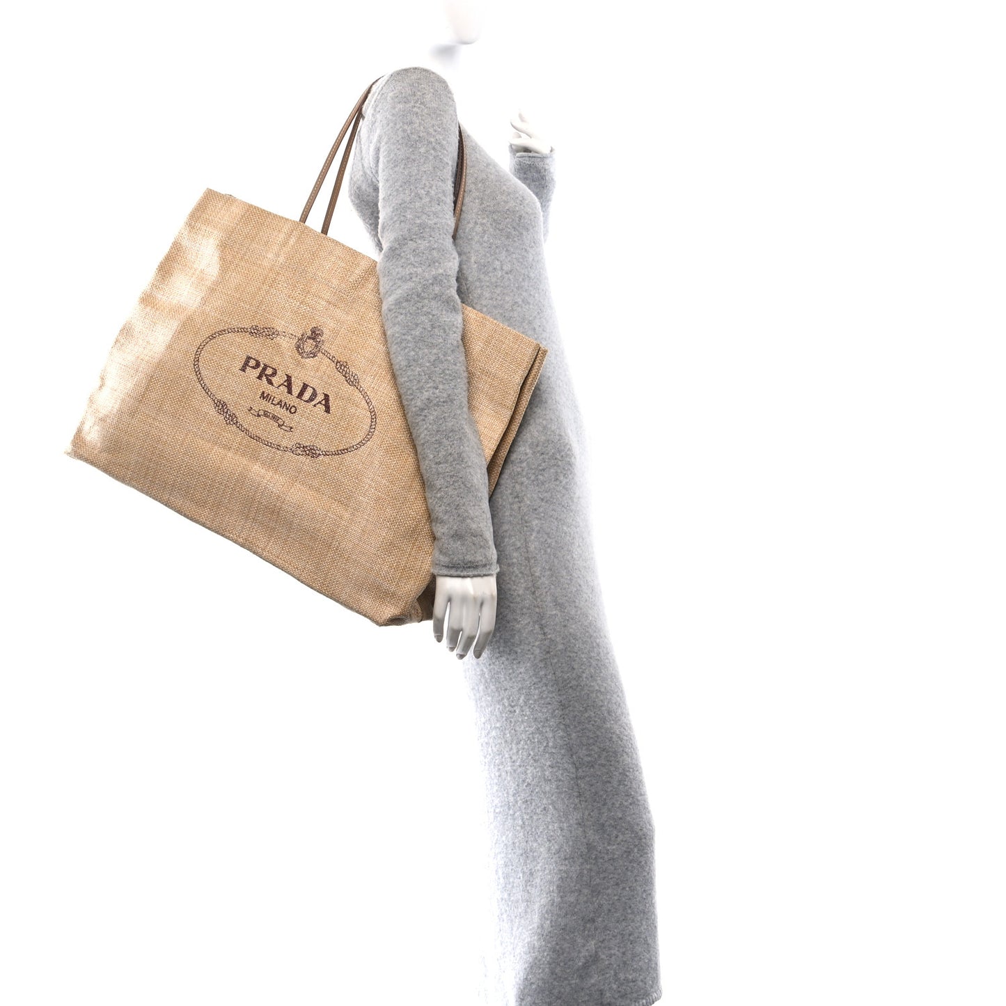Raffia Logo Tote Naturale