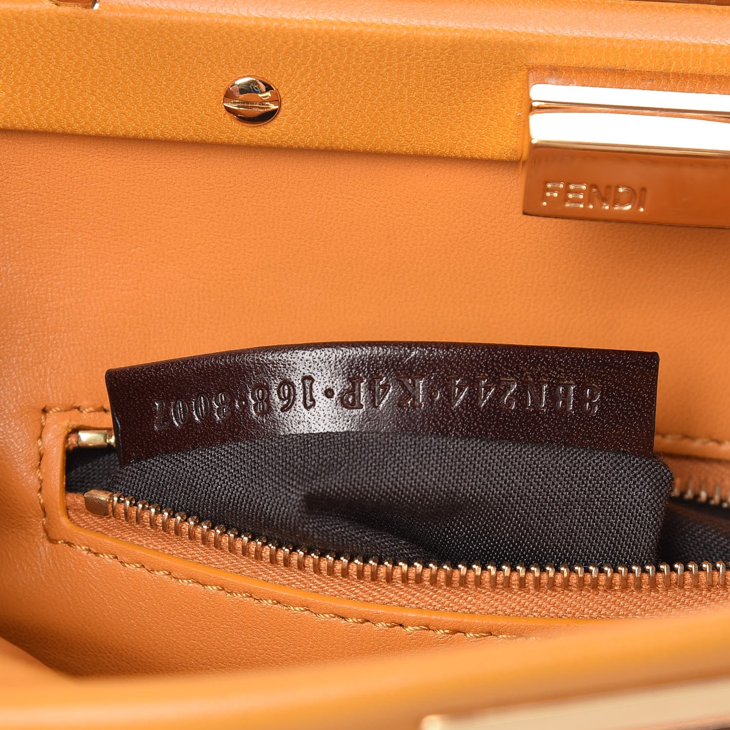 Fendi Nappa Mini Peekaboo Iconic Satchel Giallo Syrup 8 of 16