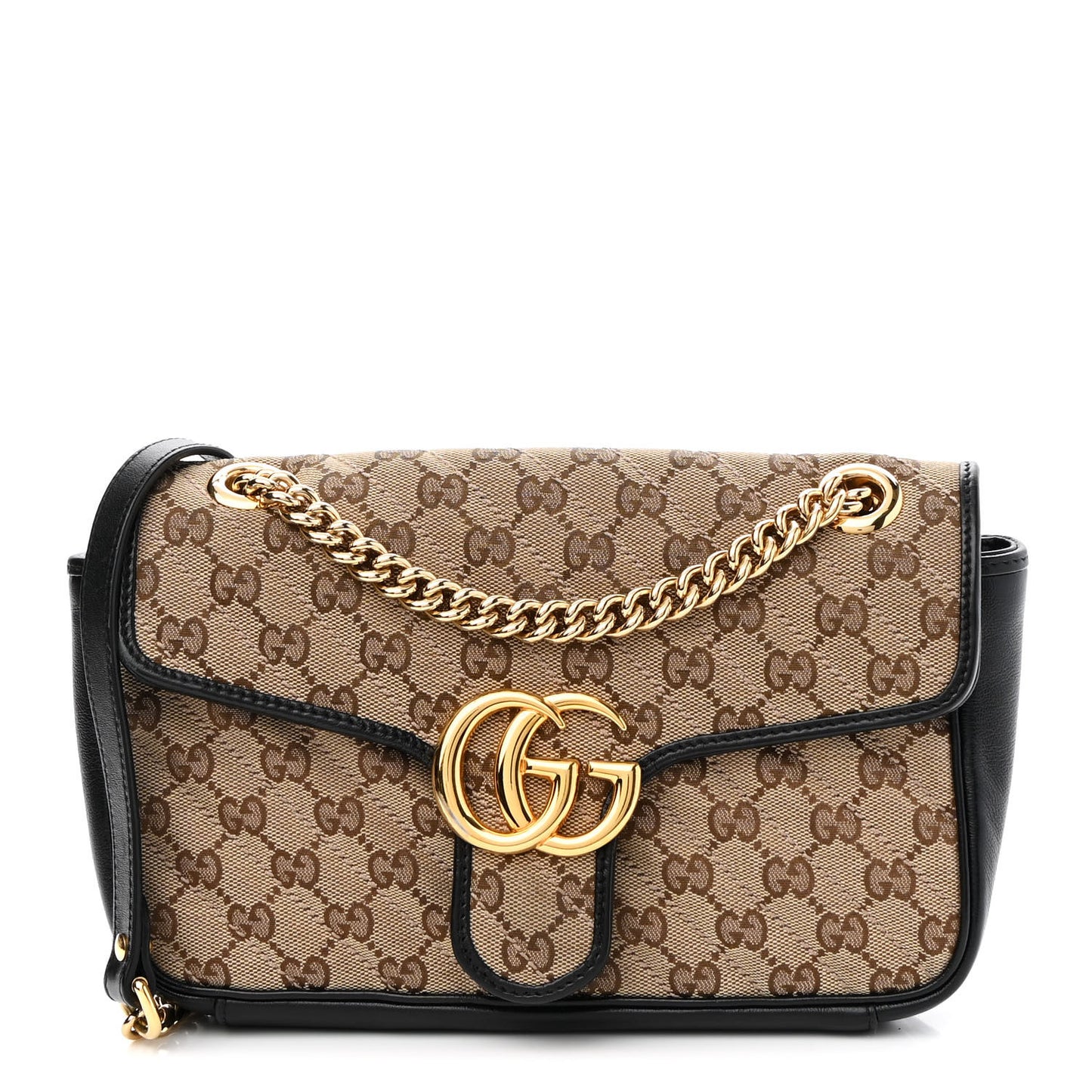 Monogram Matelasse Diagonal Small GG Marmont Shoulder Bag Beige Black