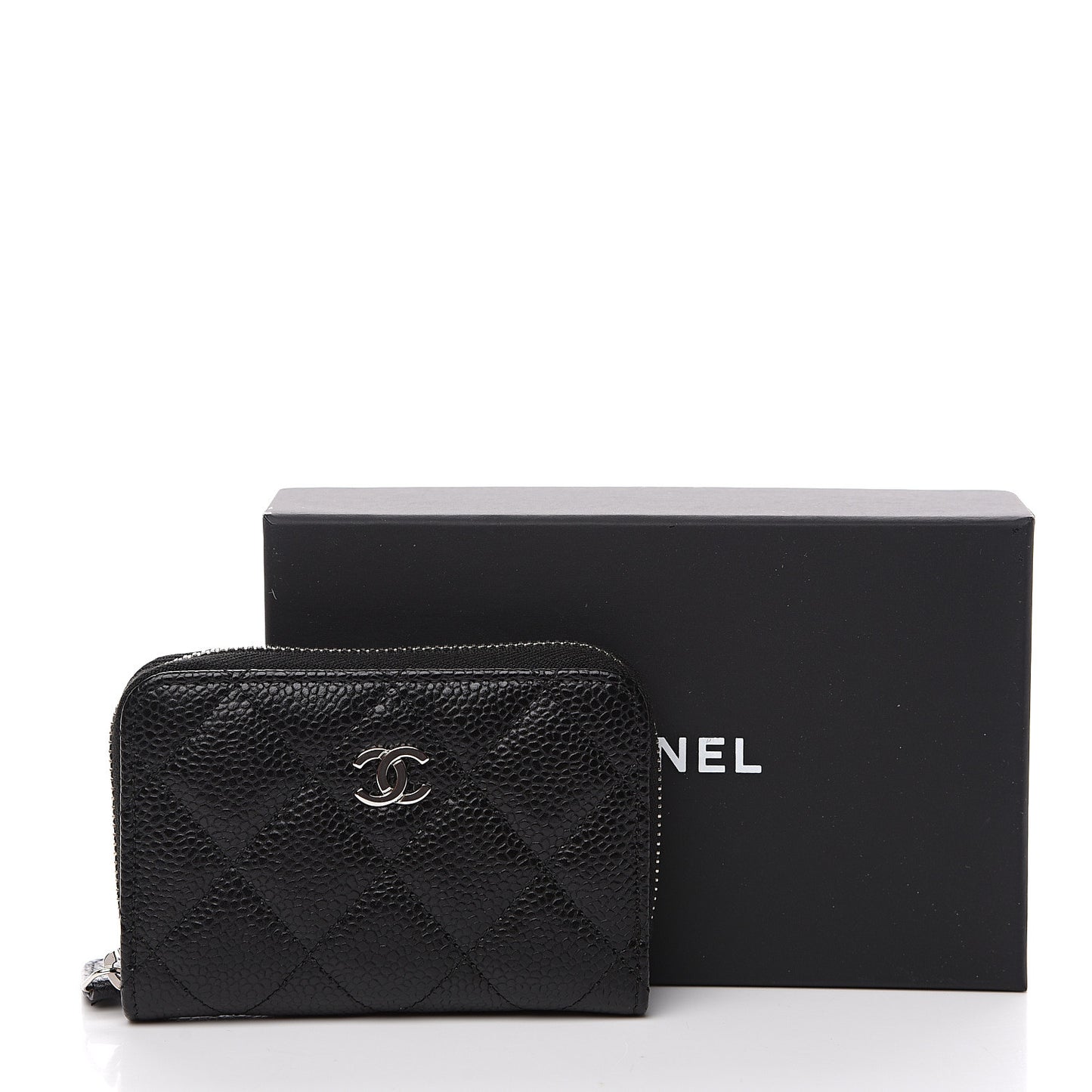 Caviar Quilted Zip Coin Purse Black