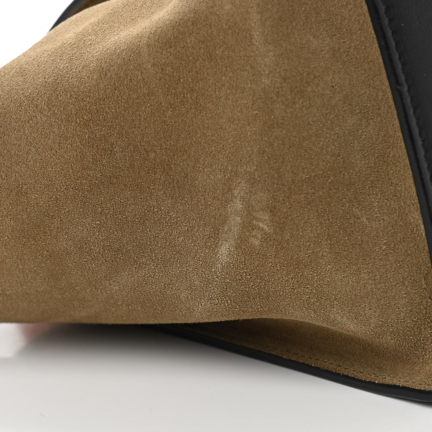 Textured Calfskin Suede Small Tri-Color Trapeze Vermillion