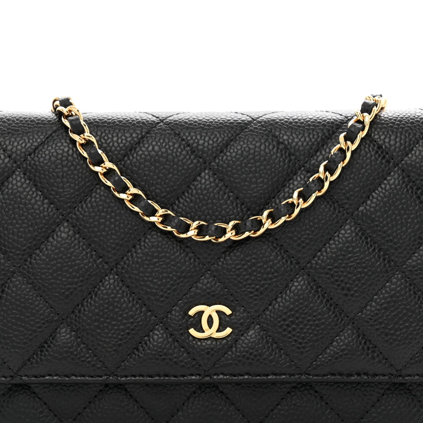 Caviar Quilted Wallet on Chain WOC Black