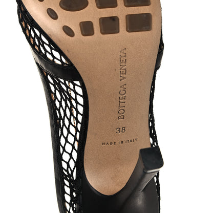 Bottega Veneta Mesh Calfskin Chain Stretch Pumps 38 Black 6 of 9