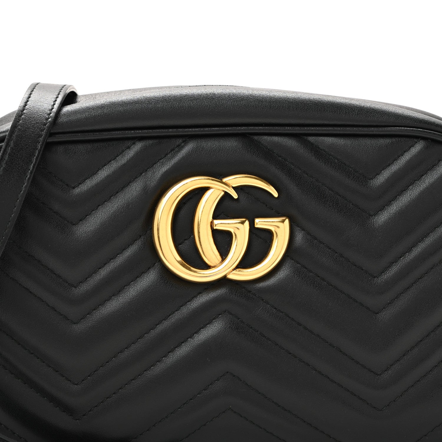 Gucci Calfskin Matelasse Small GG Marmont Chain Shoulder Bag Black 8 of 11