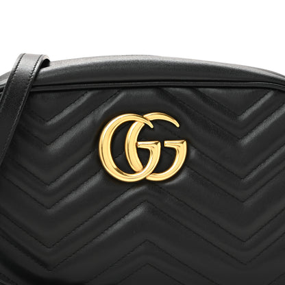 Gucci Calfskin Matelasse Small GG Marmont Chain Shoulder Bag Black 8 of 11