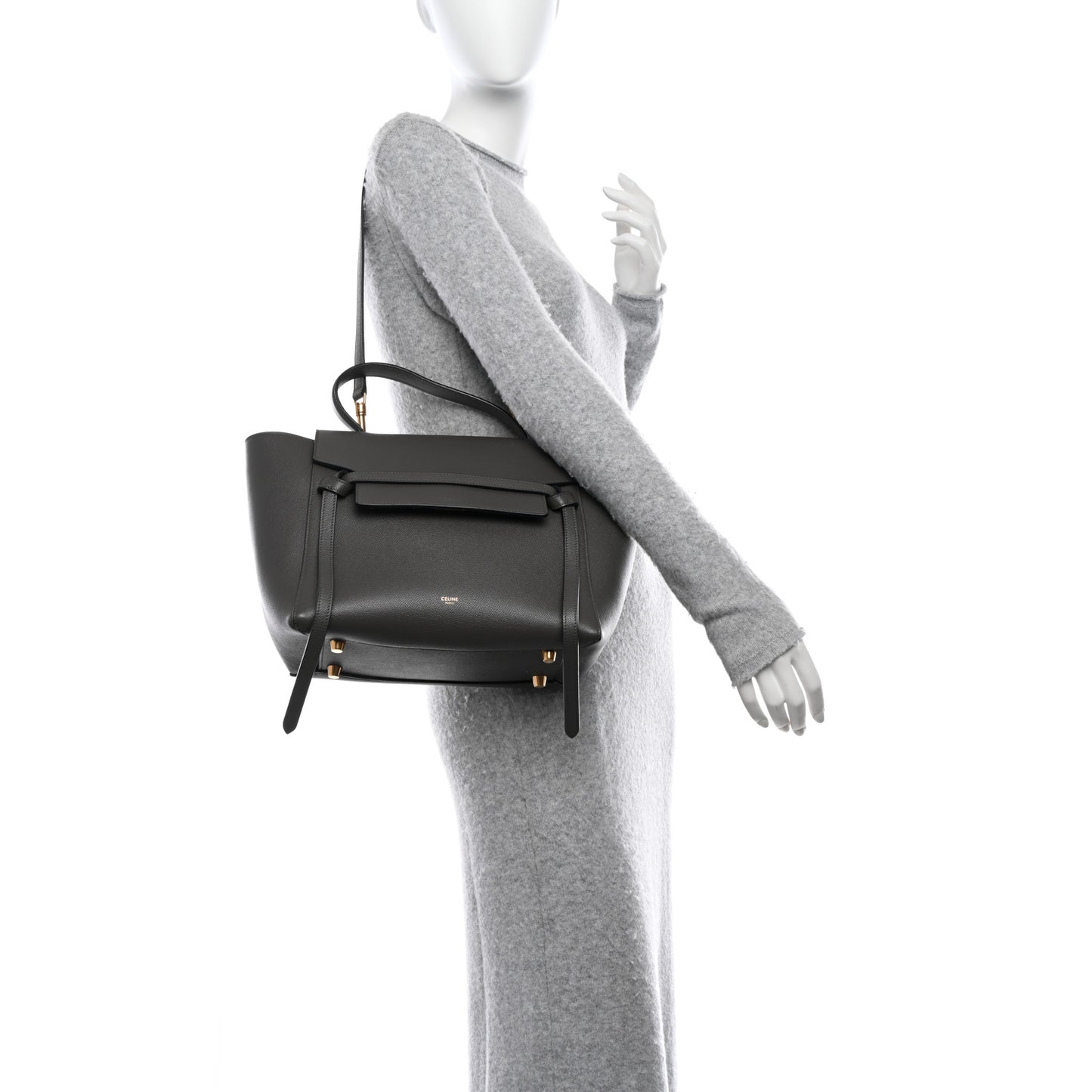 Grained Calfskin Mini Belt Bag Grey