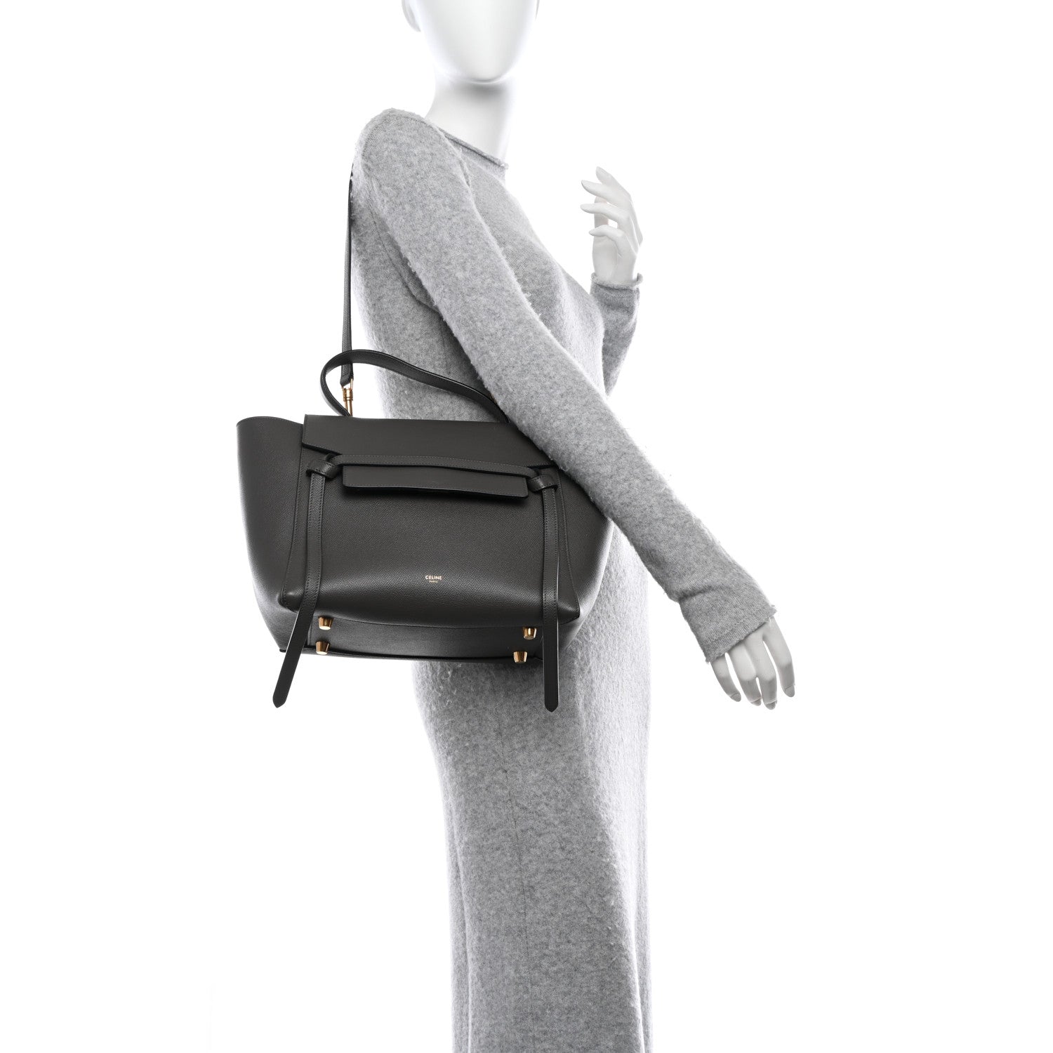 Celine Grained Calfskin Mini Belt Bag Grey 2 of 11