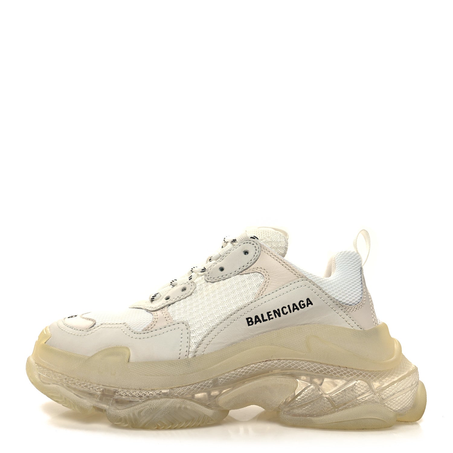 Balenciaga Fabric Mesh Clear Sole Womens Triple S Sneakers 39 White 1 of 8