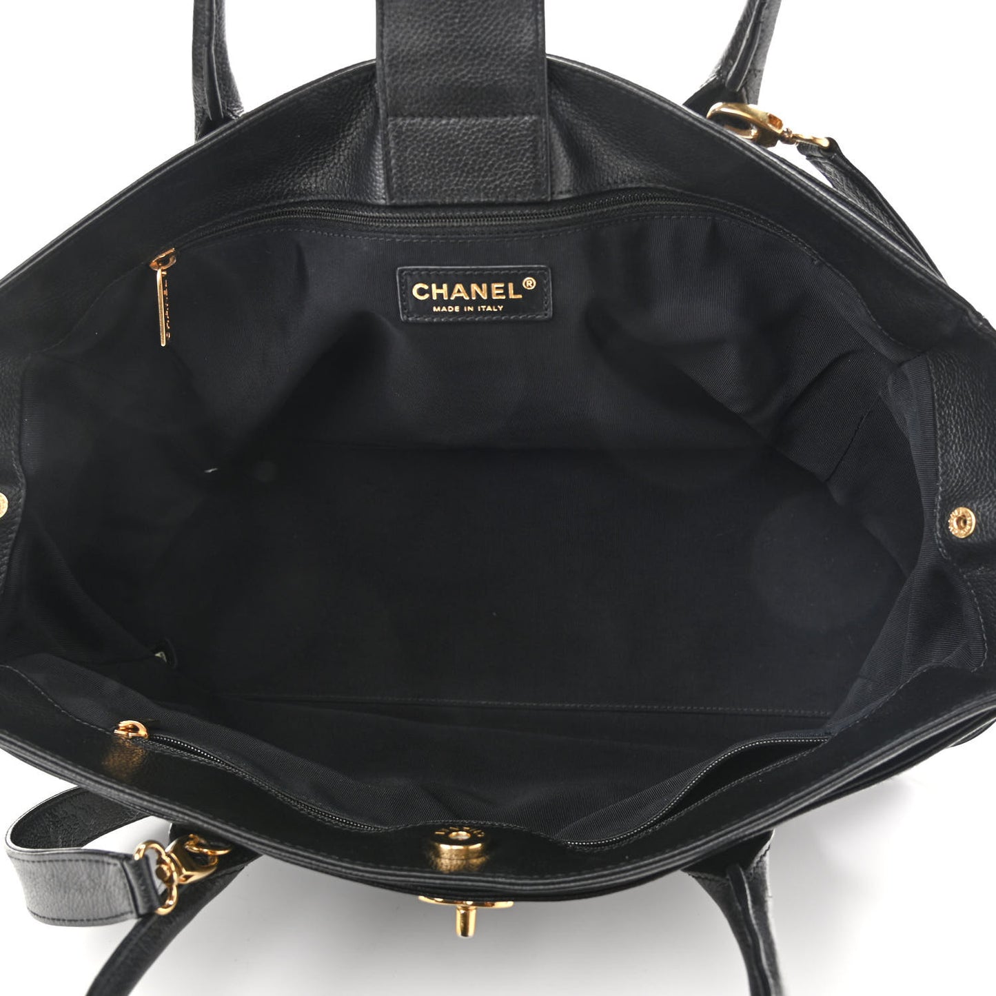 Calfskin Cerf Executive Shopper Tote Black
