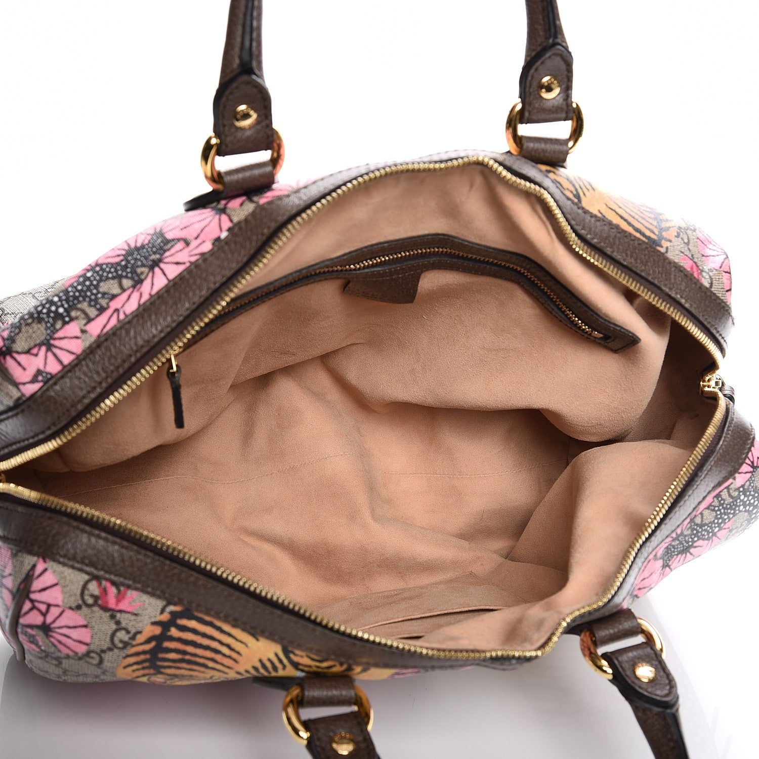 Gucci GG Supreme Monogram Bengal Medium Boston Beige PInk 5 of 14