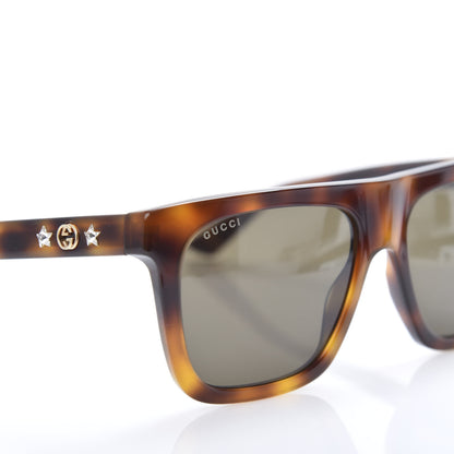 Gucci Square Frame Star Sunglasses GG 0347S Tortoise 7 of 8