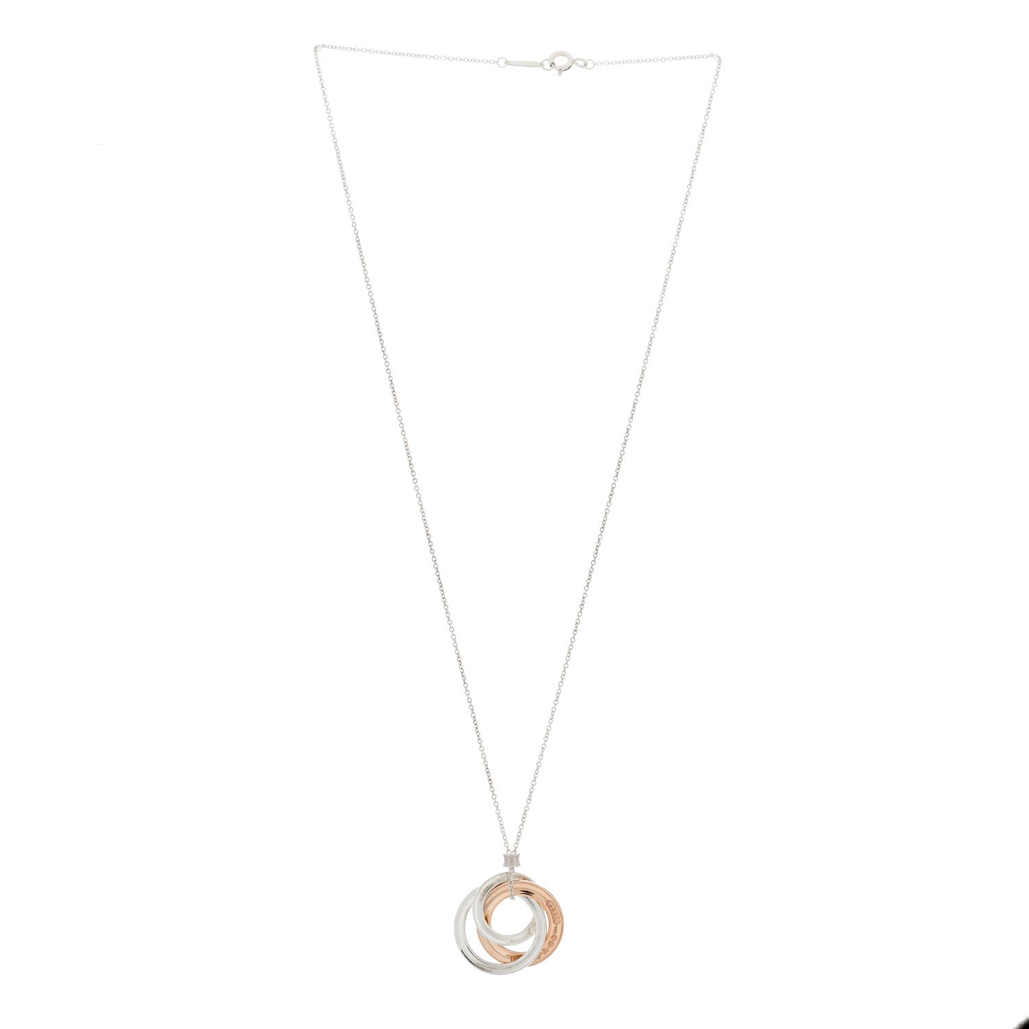 Tiffany Sterling Silver Rubedo Small Interlocking Circles Pendant Necklace 2 of 7