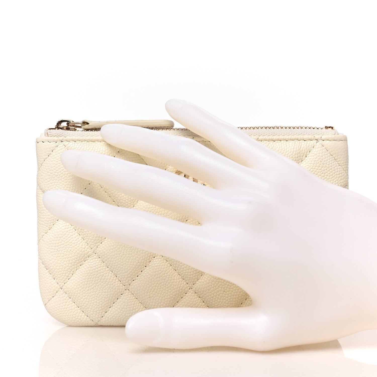 Chanel Caviar Quilted Small Cosmetic Case White 2 of 7