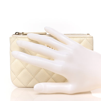 Chanel Caviar Quilted Small Cosmetic Case White 2 of 7