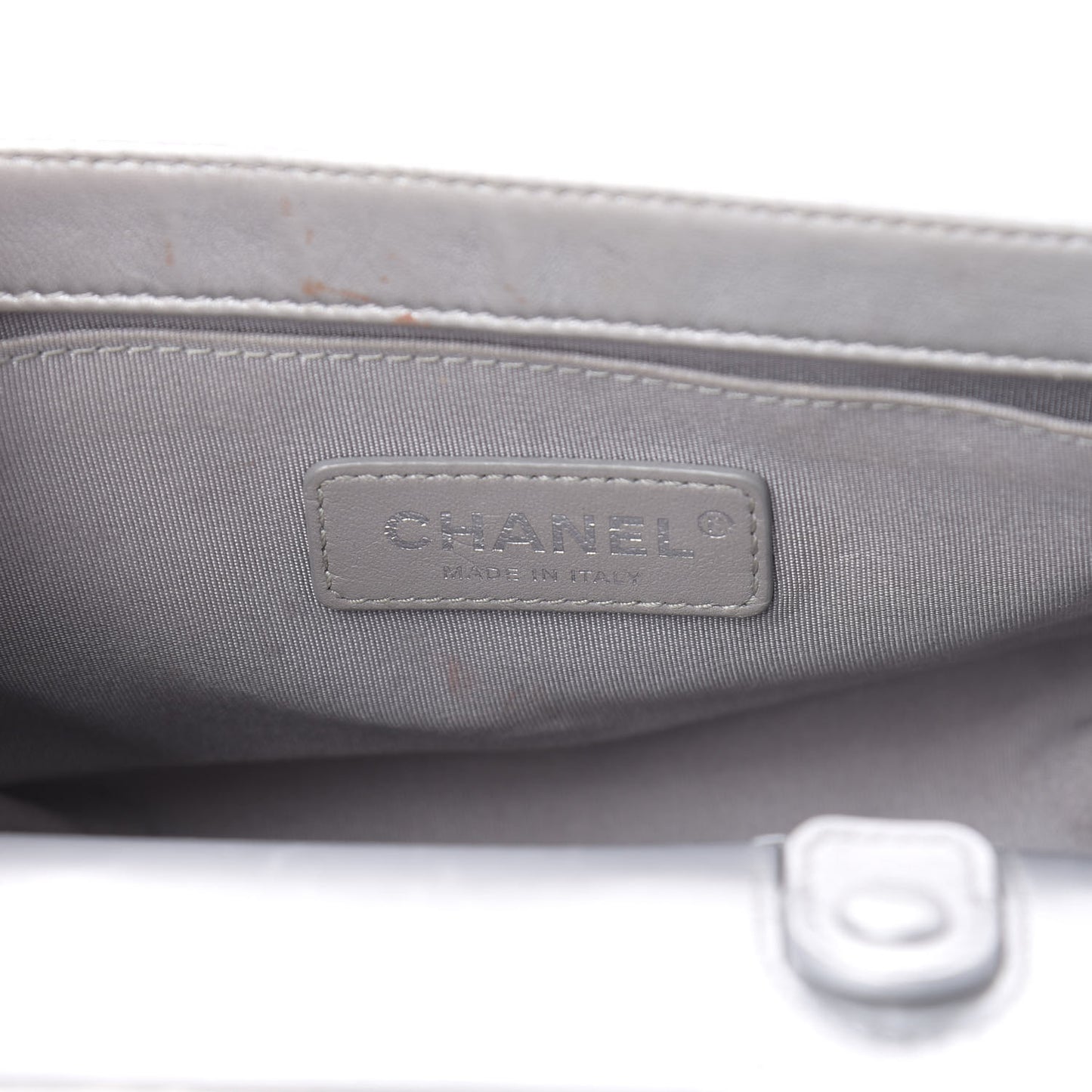 Metallic Lambskin LED Small Boy Flap Silver