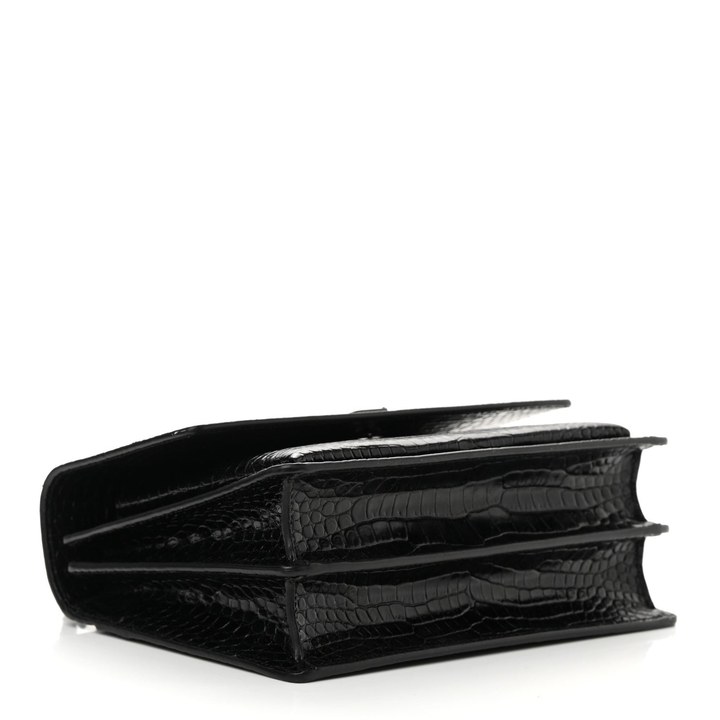 Calfskin Crocodile Embossed Medium Monochrome Monogram Sunset Black