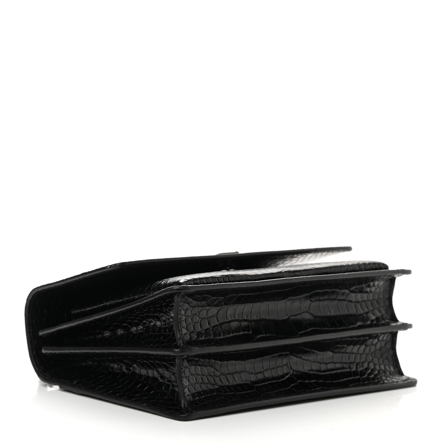 Saint Laurent Calfskin Crocodile Embossed Medium Monochrome Monogram Sunset Black 4 of 15