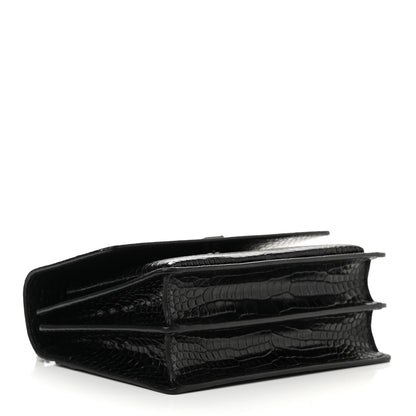 Saint Laurent Calfskin Crocodile Embossed Medium Monochrome Monogram Sunset Black 4 of 15