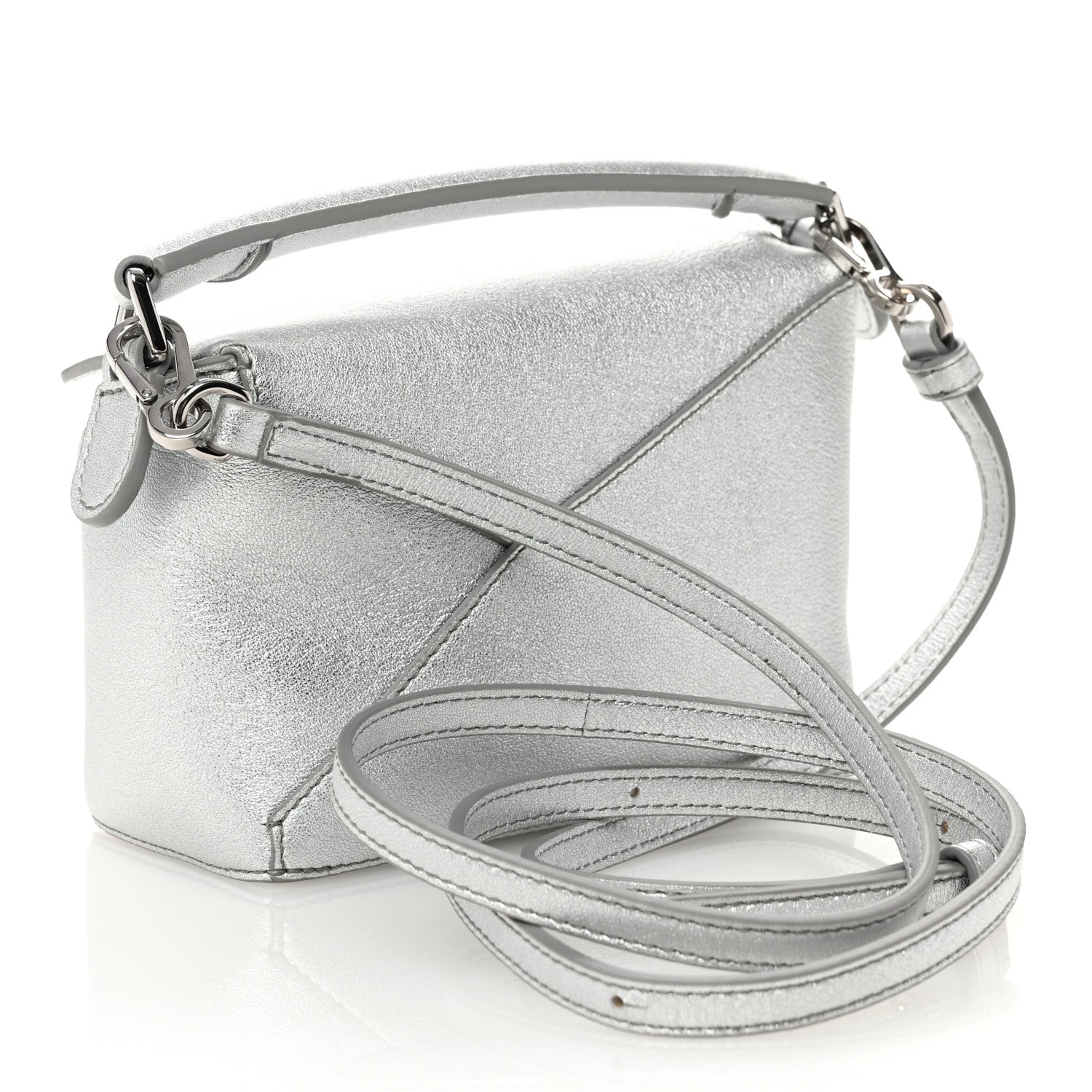Loewe Laminated Lambskin Mini Puzzle Edge Bag Silver 3 of 9