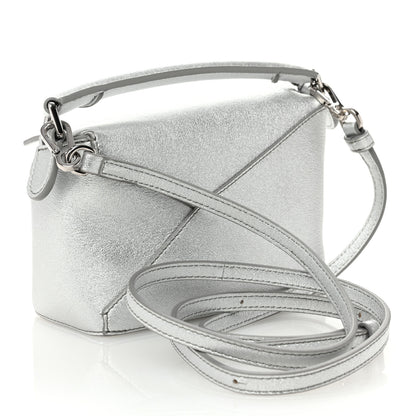 Loewe Laminated Lambskin Mini Puzzle Edge Bag Silver 3 of 9